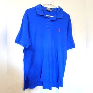 VTG Polo Ralph Lauren Men's Short Sleeve Size L Blue Cotton Golf Polo shirt